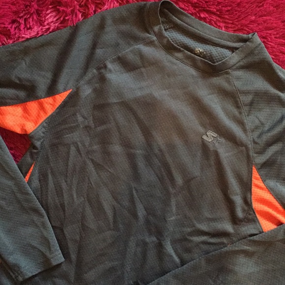 Dark grey long sleeve shirt w/ orange side panels - Picture 2 of 10